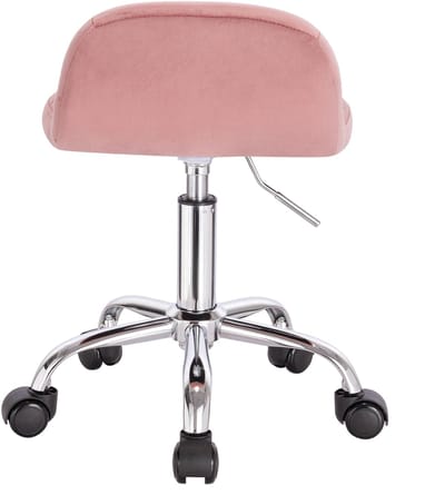 OKWISH Bureaustoel Met Wielen En Draaifunctie - Verstelbare Hoogte - Ergonomische Lendensteun - Fluweel - Roze