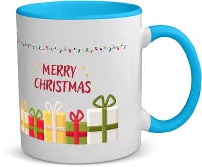 Akyol - kerstmerry christmas koffiemok - theemok - blauw - Kerstmis - kerst beker - winter - kerst - christmas - kerst cadeau - 350 ML inhoud