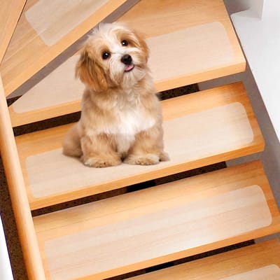 15x Transparante Antislip Trapmatten 10x60 cm + scrollwiel– Veiligheid voor Houten Trappen, Duurzaam PEVA Materiaal, Eenvoudig te Reinigen en Installeren