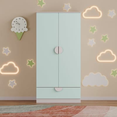 Kinderkast Sandnes kledingkast 123x60x40 cm wit en mintgroen [en.casa]