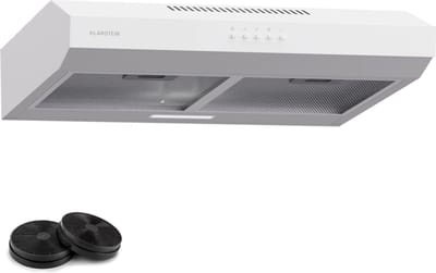 Klarstein afzuigkap 60 cm, afzuigkap met afvoersysteem en vaatwasserbestendig filter van aluminium, rustige afzuigkap voor afvoersysteem, 200 m³/h debiet, efficiënte wandkap met leds en touch control