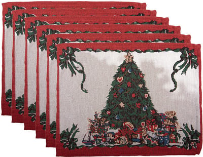 Clayre & Eef Placemats Set van 6 33x45 cm Beige Polyester