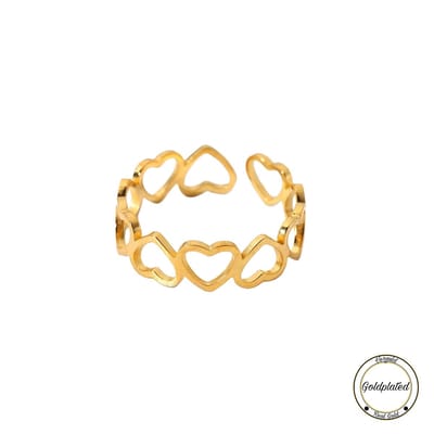 Borasi Hartjes Ring Golplated | Dames Sieraden | One-Size | Dames Ringen | Luxe Geschenkzakje | Ringen | Sieraden |
