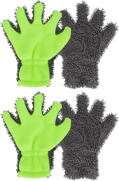 2 Paar Carwash Wollen Handschoenen, Herbruikbaar Multiple Comfort En Ademende Reinigingsgereedschap, Met Verdikking En Waterdichting.
