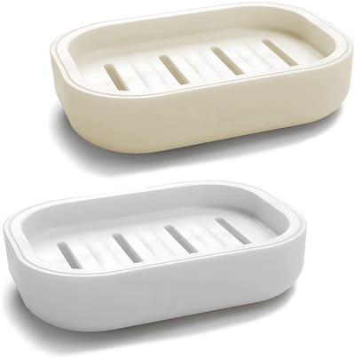 Dailygoods- Zeepschaal - 2 Stuks - Antislip - Droog - Geschikt voor Badkamer/Keuken - Hoogwaardig Kunststof - Drainage-ontwerp - Zeepbakje