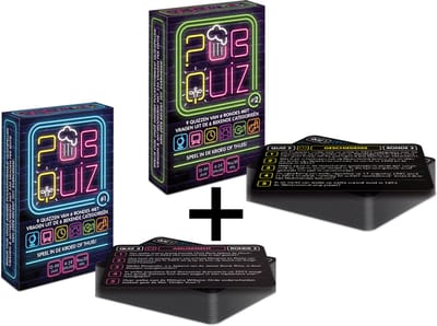 COMBI-DEAL: Pubquiz #1 + #2; 2x 9x pubquiz van 6 rondes - quizpuzzels - pocketformaat Vragenspel - Kaartspel - Quizspel / Partyspel met Trivia voor thuis, in de kroeg of onderweg - 4-24 spelers / groepen - totaal 396 vragen over Nederland!