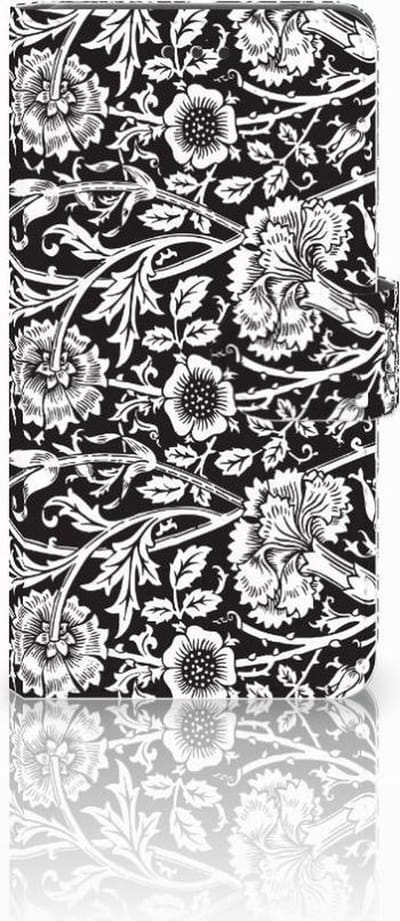Book Case voor Nokia 7 Hoesje Black Flowers
