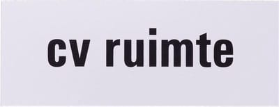Aluminium deurbordje tekst: cv ruimte | 5 jaar garantie | Zelfklevend | 130x50x0,5 mm