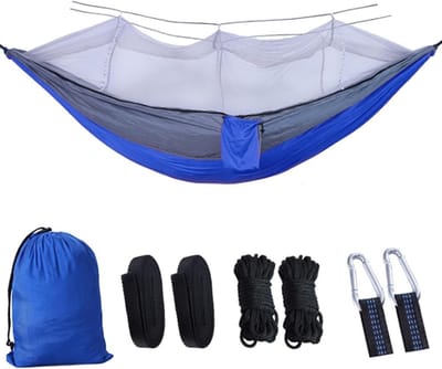 Outdoor Hangmat - Kampeerhangmat Reishangmat - Ontspannen in de natuur - Met Klamboe - 260x140 cm - One Color