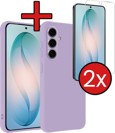 Hoesje - Met 2x Screenprotector - Geschikt voor Samsung Galaxy S26 Plus - Sterk & Shockproof - Telefoon Hoes - Back Cover - Siliconen Case - Telefoonhoes - Lila