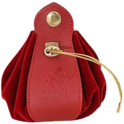 Sac cadeau avec cordon de serrage, Texture flanelle, fermeture à boucle, décor Portable, cadeau largement utilisé, pochette à bonbons en Faux cuir pour fête, mariage L rouge