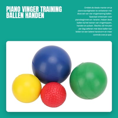 Dailygoods- Vingertraining Ballen Set van 4 - Piano Training - Hand/Pols Versterking - Vingertop Oefening - Spierversterking - Geschikt voor Beginners