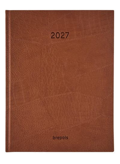 Brepols bureau agenda 2027 - OPTIVISION LARGE [0.117] - LUCCA - Bureau agenda - 1 week op 2 pagina's - Weekoverzicht - Bruin - 17.1 x 22 cm