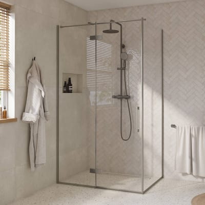 Saqu Grace zijwand incl. antikalk 90x210cm geborsteld grijs