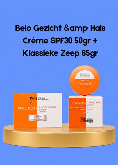 Belo Face & Neck Cream SPF 30 – 50 g + Classic Soap 65 g – Verhelderende & Beschermende Set – Verminderde Donkere Vlekken, Egaliseert de Huidtint & Beschermt tegen UV-stralen – Voor een Gladde, Stralende & Gezonde Huid