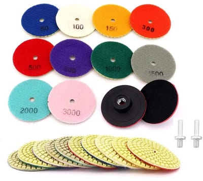 Diamant Polijstschijven Set 100mm Nat Slijpen voor Beton, Marmer, Graniet en Steen (50-3000 Grit)