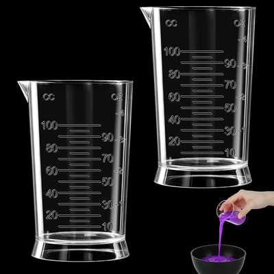 Maatbekers 100 ml, wasmiddel, doseerhulp, doorzichtige maatbeker, klein, anti-aanbak, mengbeker met schaal voor haarkleurmiddel, laboratorium, keuken, wasmiddel, chemicaliën
