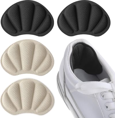Molain 2 paar hielkussens verminderen blaren, hielgrepen, inzetstukken, comfortabele schoenen met hoge hielkussentjes, voeringen voor heren en dames, schoenpads voor te grote schoenen, voetverzorgingsbeschermer (zwart + Beige)