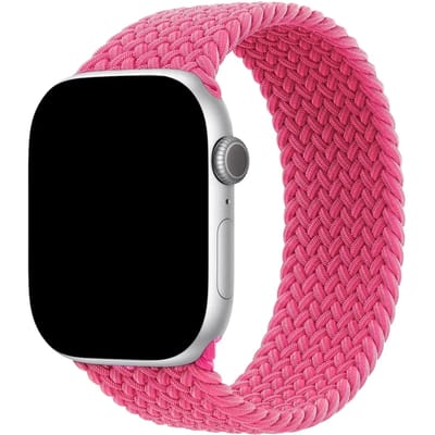 2+1 | Apple Watch Bandje Onyx - Gevlochten - Solo - Nylon - Pioenroze
