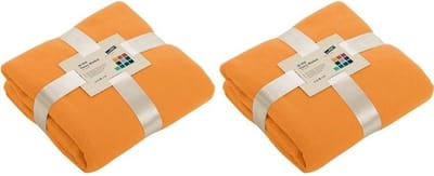2x Fleece dekens/plaids oranje 130 x 170 cm - Woondeken - Fleecedekens