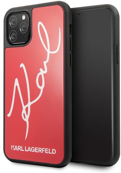 Karl Lagerfeld Signature - iPhone 11 Pro Hoes - Glitter - Rood - Poliwik