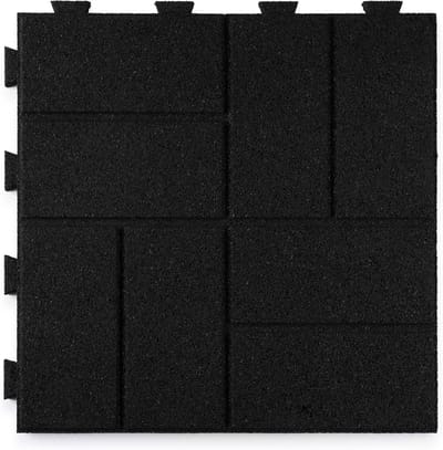 Rubberen Tegels - Gerecycled Rubber - Binnen Buiten - Eenvoudig Installeren - 10 Stuks - Zwart