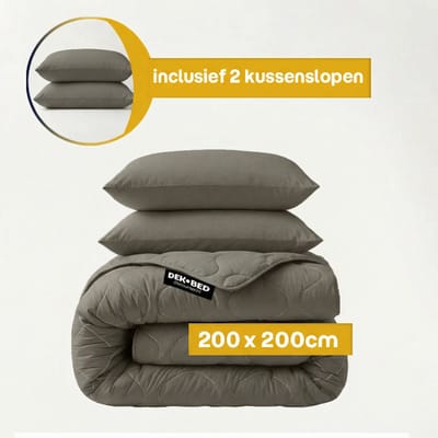Dekbed-Discounter - Sleeptime Dekbed Zonder Overtrek 200 x 200 cm - Inclusief 2 kussenslopen - Wasbaar op 40 graden - Verkoelend dekbed - Kaki