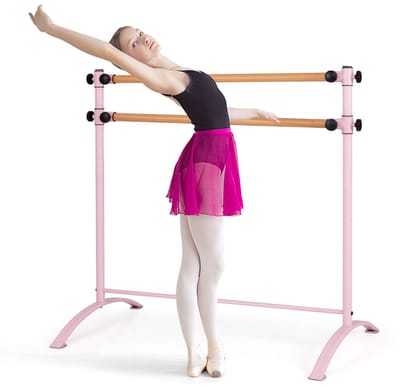Balletstang vrijstaand - Hoogte verstelbaar - Balletstang van ijzer - Stretch bar - Voor kinderen - En volwassenen - Roze