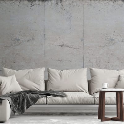 Fotobehang Profhome 392541-GU vliesbehang hardvinyl warmdruk in reliëf glad in betonlook mat grijs beige groen 1,59 m x 2,8 m