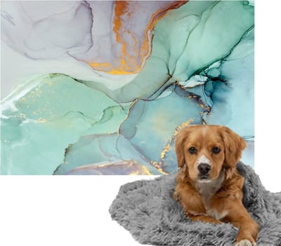 Ulticool – Zachte Fleece Deken - 100x150 cm – Marmer Blauw Goud - Dubbelzijdige Plaid voor Huisdier - Versiering voor  huiskamer - Accessoire op de bank - Achterbank Auto - Kofferbak – Warme Grijze Warmtedeken voor Kat Poes Hond Hondenmand
