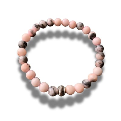 Armband - natuursteen - Pink Zebra Jaspis - 6 mm 19 cm - met zilverkleurig element
