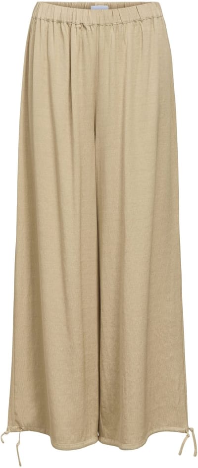 Object zand dames broek   Wide leg fit   Steekzakken   Glans   Knoopsluiting   Duurzaam   Regular waist Zand 36