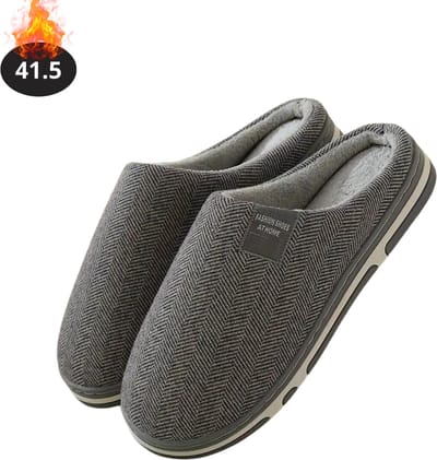 Nivard Warme Pantoffels - Sloffen - Slippers - Dames - Heren - Pluche - Maat 41.5 - Grijs