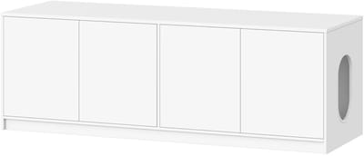 Kattenbak Kast – Voor 2 Katten – Verborgen Kattenbak Meubel met Push-to-Open Deuren en Ventilatiegaten – Minimalistisch Wit