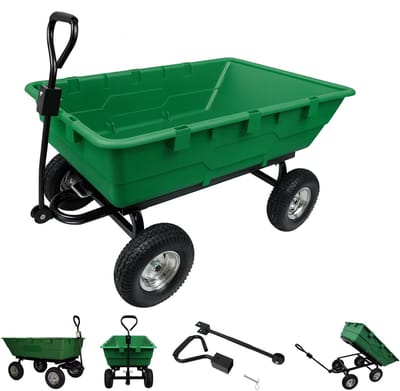 TRUTZHOLM XXL Tuintrolley 350L - 500kg Kiepbare Transportwagen - Heavy Duty Gazontractor Aanhanger Handkar Kiepkar