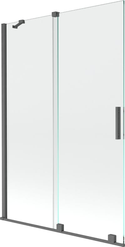 Mexen Velar badkamerscherm 2-delige schuifbare 120 x 150 , transparant, geborsteld geweergrijs - 896-120-000-01-66