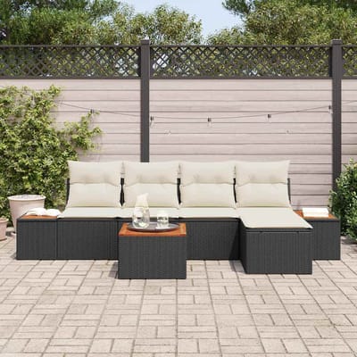 vidaXL - Tuinbank - Set - 6 - st - 5-Aantal - zitplaatsen - Zwart - en - Crème