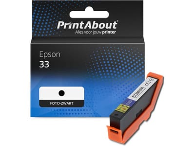 PrintAbout huismerk Inktcartridge 33 (C13T33414012) Foto-zwart Geschikt voor Epson