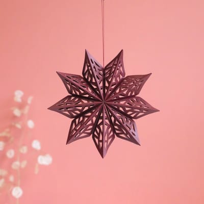 Papieren Sneeuwvlok Bordeaux Rood - Only Natural Kerstster - Kerstcadeau - Kerstdecoratie - Papierdecoratie