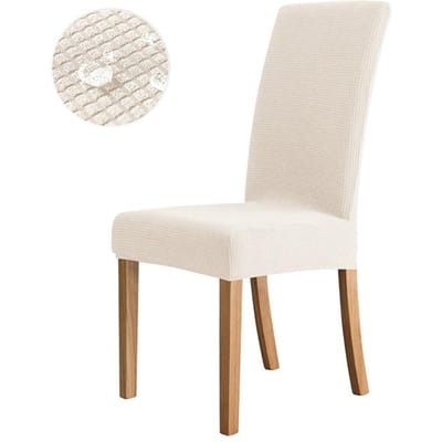 Elastische waterdichte stoelhoezen Jacquard hoes voor stoelen Keuken Eetkamer Spandex stoelhoes voor eetkamer 1-PCS melkwitte kleur