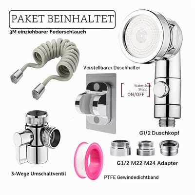 Douchekop set voor Wastafel, 3 Modi Handdouche voor wastafel met 3M Telescopische Buis en G1/2 / M22 / M24 Adapter voor Haarwassen, Badkamer en Keuken(Kraan Niet Inbegrepen), Grijs