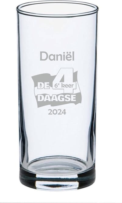 Longdrink glas met naam - vierdaagse - Nijmeegse vierdaagse - 4daagse - Gegraveerd - Glas graveren - Drinkglas met naam - longdrinkglas gegraveerd - Verjaardag - Persoonlijke gravering - Persoonlijk theeglas - Cadeau - Kado - voor hem - voor haar
