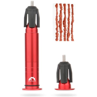 Fiets tubeless bandenreparatieset MTB racefietsbanden boorgereedschap met 5 bandenstekkers en stuuruiteinde rood