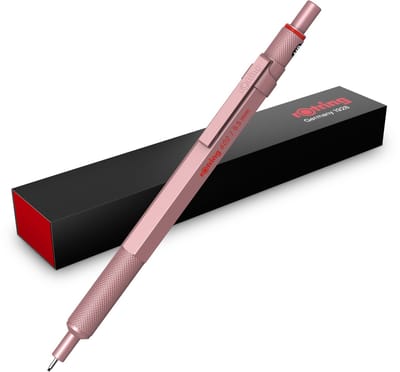 rOtring 600 Vulpotlood | HB Stift, 0,5 mm | Volledig metalen behuizing | Roségoud | Antislip gekartelde grip & zeshoekige houder