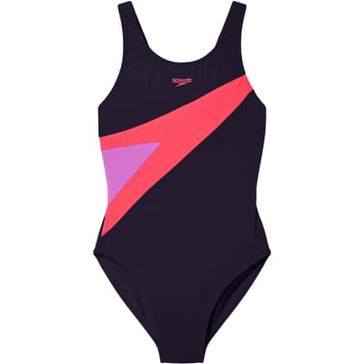 Speedo Meisjes Badpak Hyperboom Butterfly Back Antraciet/PostItPnk