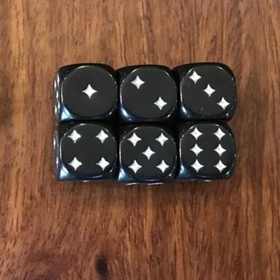 6 Stukspartij D6 Dobbelstenen Zeszijdig Zwart Met Ster Punt Voor Grappig Feest Club Pub Bordspel Rpg Spel 12mm Accessoire
