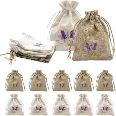 Dailygoods- Lavendelzakjes 12 stuks - Katoenen/Linnen Zakjes - Geurzakjes voor Kledingkast - Cadeauzakjes - Perfecte Afmetingen - Hoogwaardige Materialen