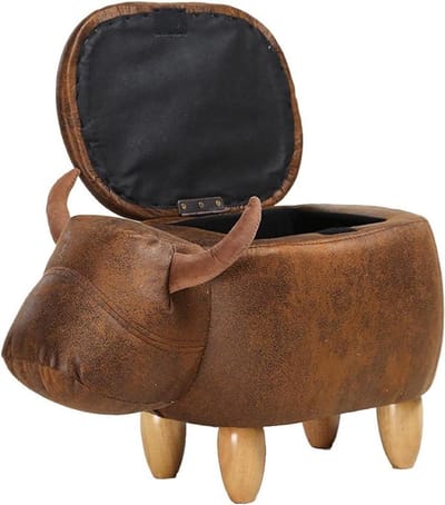 Dierenkruk met Opbergruimte - Poef Voetenbank - Woonkamer Organiseren - Veelzijdig Design - 65 cm - Bruin