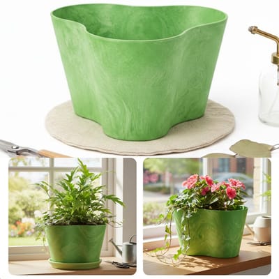 Cheqo® Bloempot Groen - Bloempot Rond - Bloempot Binnen - Bloempot Buiten - Sierpot Groen - Sierpot Rond - Bloempot met Schotel - Bloempot met Onderzetter