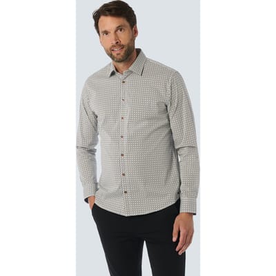No Excess Shirt Stretch Allover Printed Night Maat: M | Casual Overhemden Outlet | Heren | Grijs
